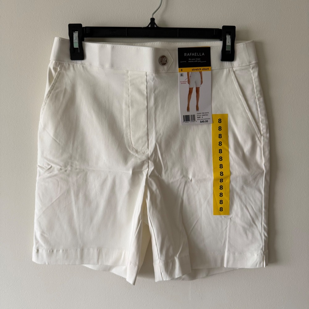 Rafaella Star White Stretch Bermuda Shorts Size 8 RSBSF063